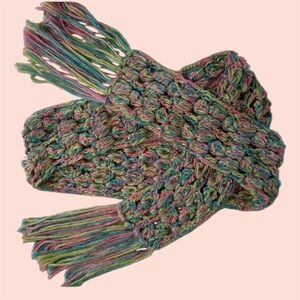 Multi Colored Handmade Fringed Scarf
